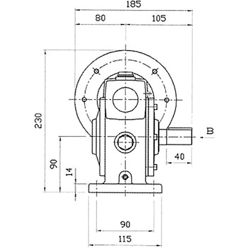 PNR042-15 標準 ウォーム減速機 PNR型 軸配置：標準 青木精密工業 脚取付