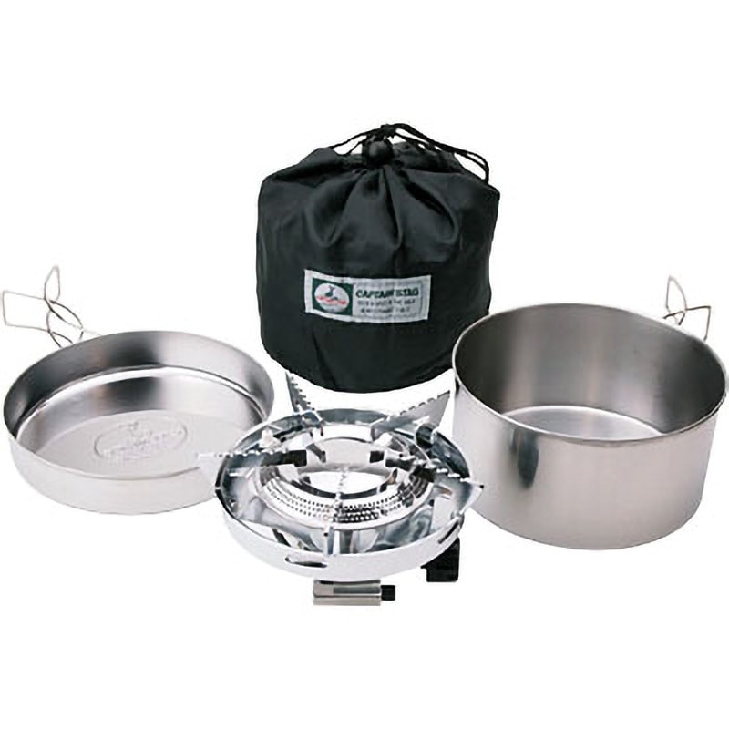M-7903 小型ガスバーナーコンロ＜圧電点火装置付＞クッカーセット(バッグ付)M-7903E 1個 CAPTAIN STAG 【通販モノタロウ】