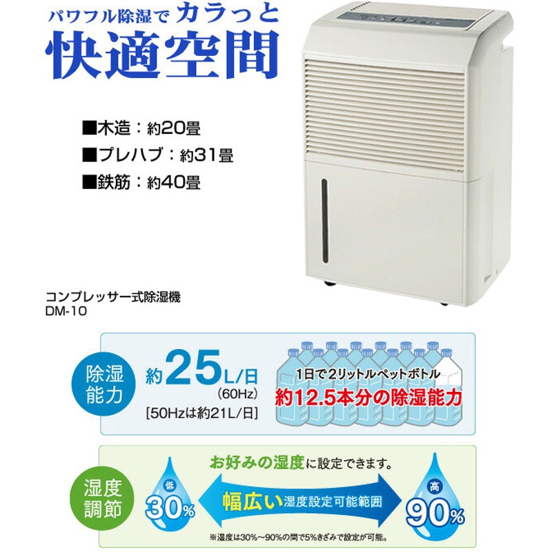 DM-10 除湿機 コンプレッサー式(木造約20畳/プレハブ約31畳/鉄筋約40畳
