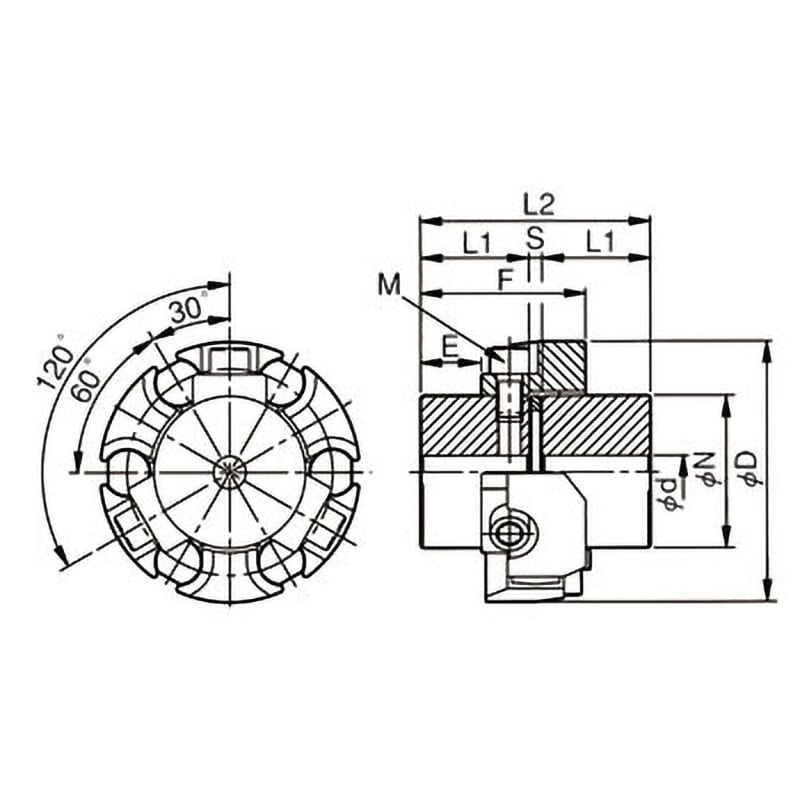 CF-B-080 センターフレックスカップリング [Bモデル] 三木プーリ ゴムタイプ 全長66mm外径76mm CF-B-080 -  【通販モノタロウ】