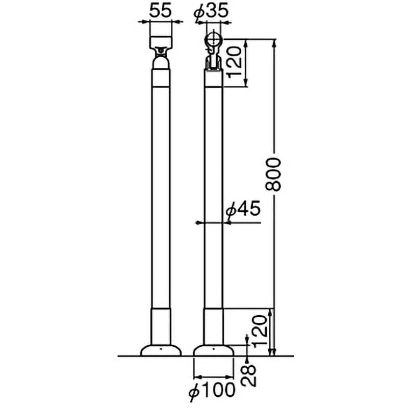 シロクマ 支柱ベースプレート式 チーク ABR-701B シルバー   ABR-701B-S - 5
