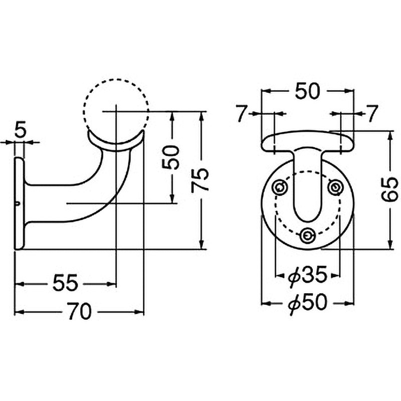 ABR-100 ステンA形ブラケットL受 シロクマ 適合径32mm ABR-100 