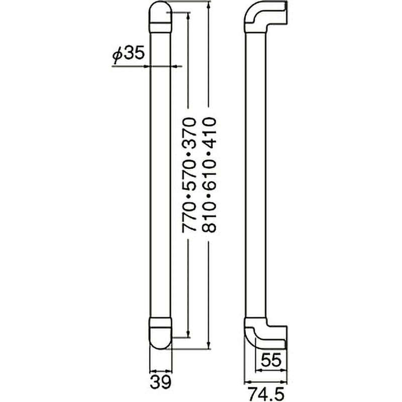 BR-590 スリムユニバーサル手すり BR-590 1本 シロクマ 【通販サイト