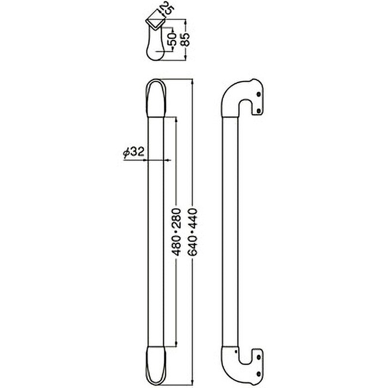 BR-863 出隅二点手すり BR-863 1本 シロクマ 【通販サイトMonotaRO】