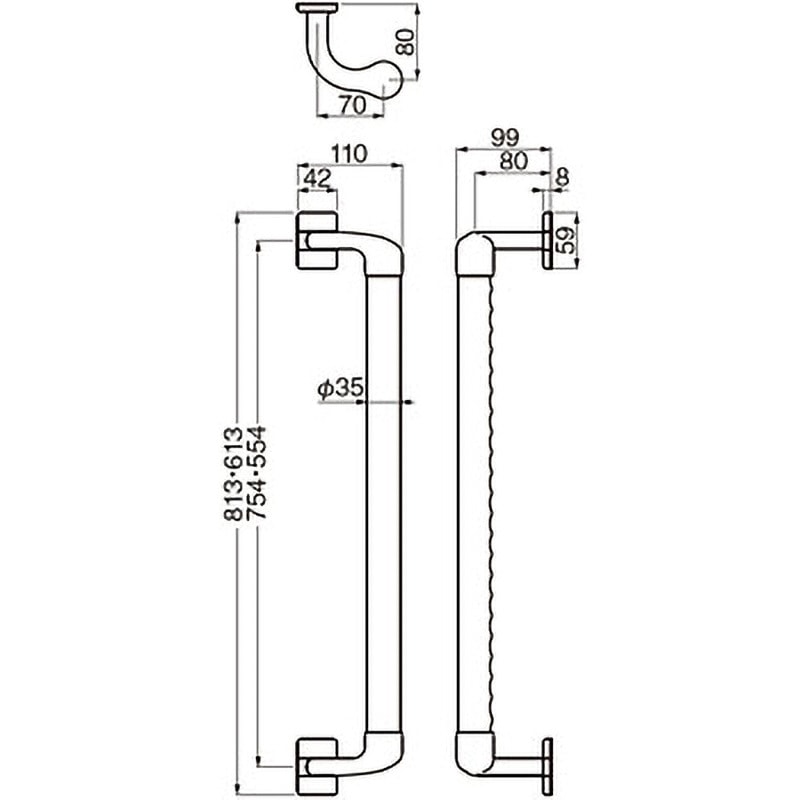 最終決算 オフセット手すりディンプル BR-573 BR-573 呼び寸法 シロクマ 建築金具