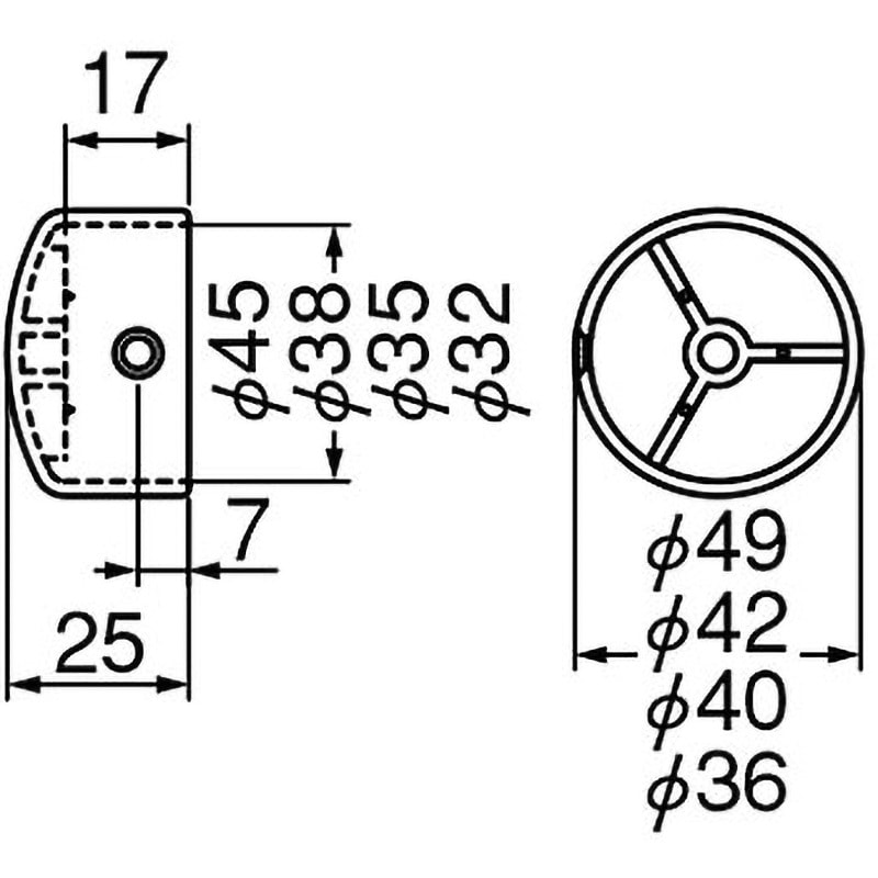 BR-108 エンドキャップ横穴 シロクマ 適合パイプ径32mm 1個 BR