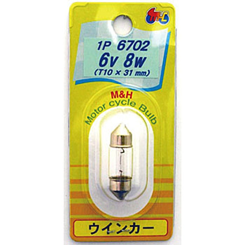 1P6702 2輪車用口金球 T10×31 6V(シングル球) M&H クリア色 【通販