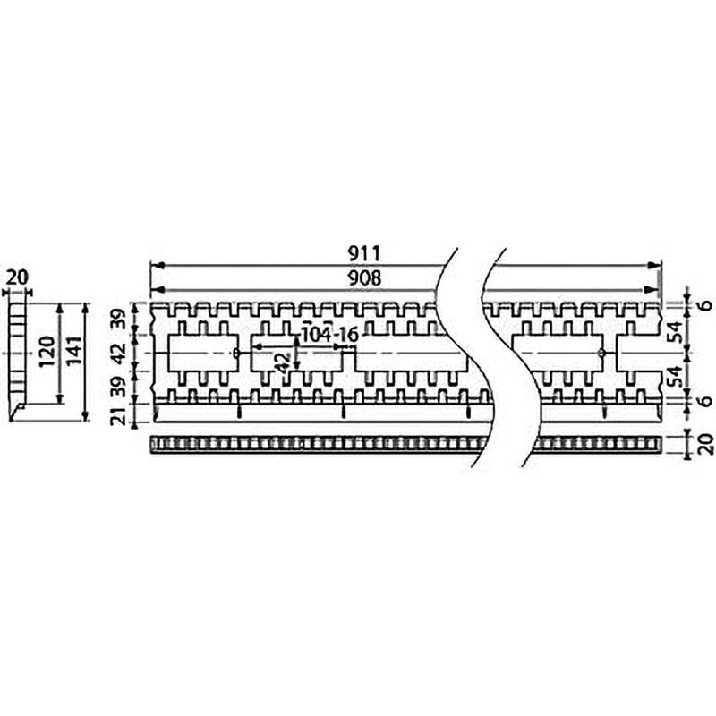 KP-L120MS モルタル止キソパッキンロング 城東テクノ 長さ911mm厚さ
