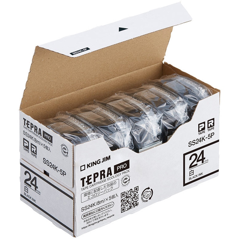 A7975 TEPRA PRO SS24K-5P 白ラベル　カートリッジ SS24K-5P PROテープカートリッジ 白ラベル (黒文字) キングジム