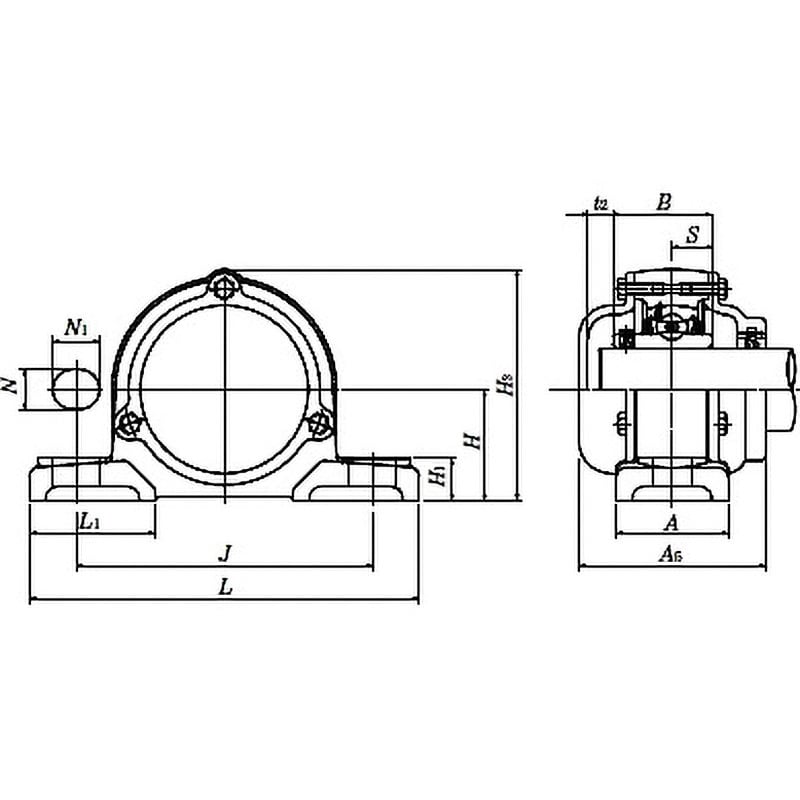 ベアリングユニット ピロー形ユニット無給油式 鋳鉄製カバー付 軽荷重用 CM-UCP206