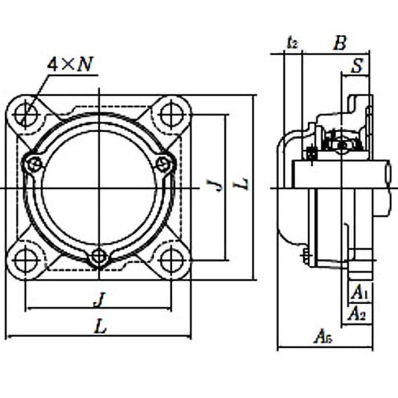 CM-UCF214 角フランジ形ユニット無給油式 NTN(エヌティーエヌ) 鋳鉄製カバー付 軽荷重用   CM-UCF214 12,226円