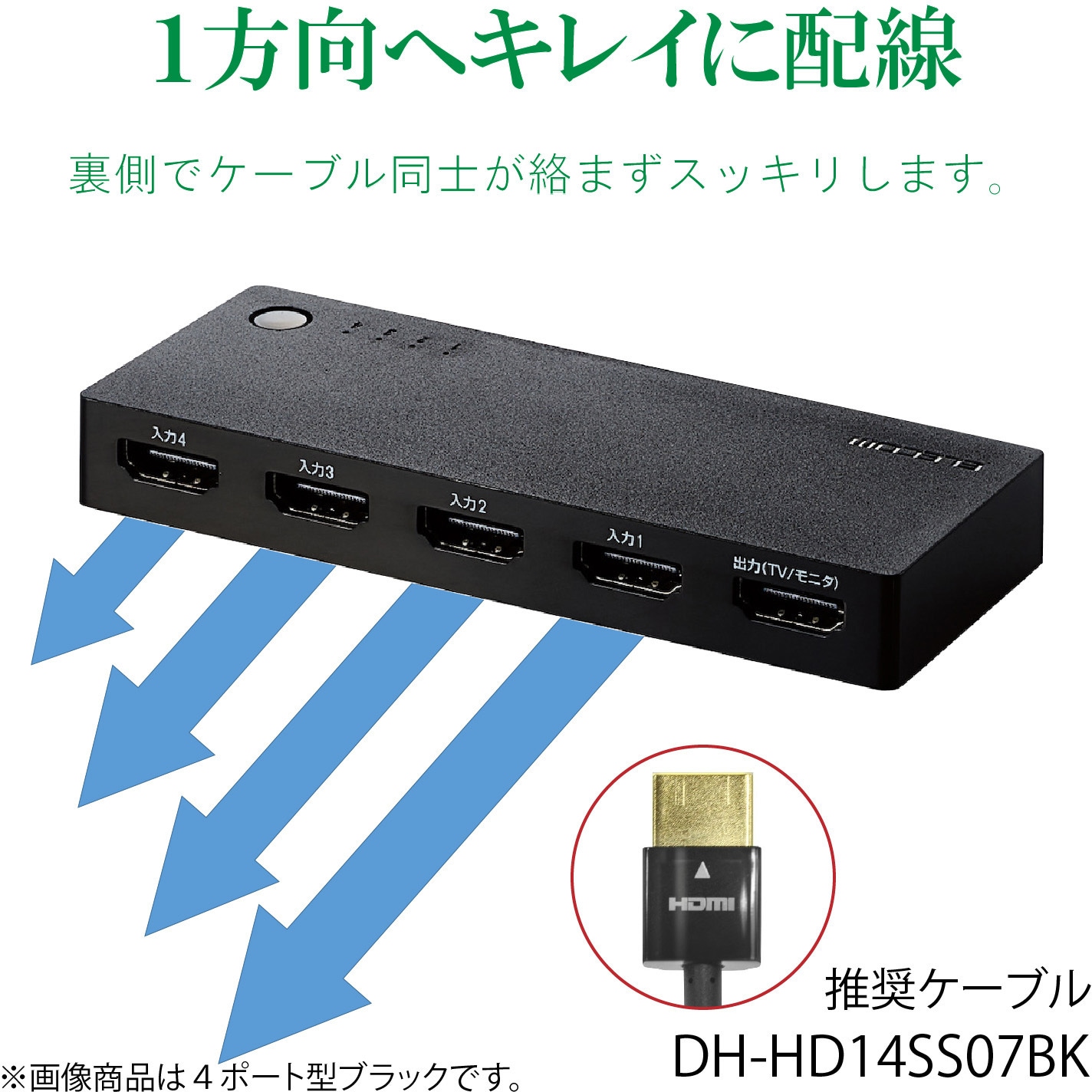 DH-SWL2CBK HDMI切替器 2～4ポート 入力 出力×1 コンパクト ブラック 1