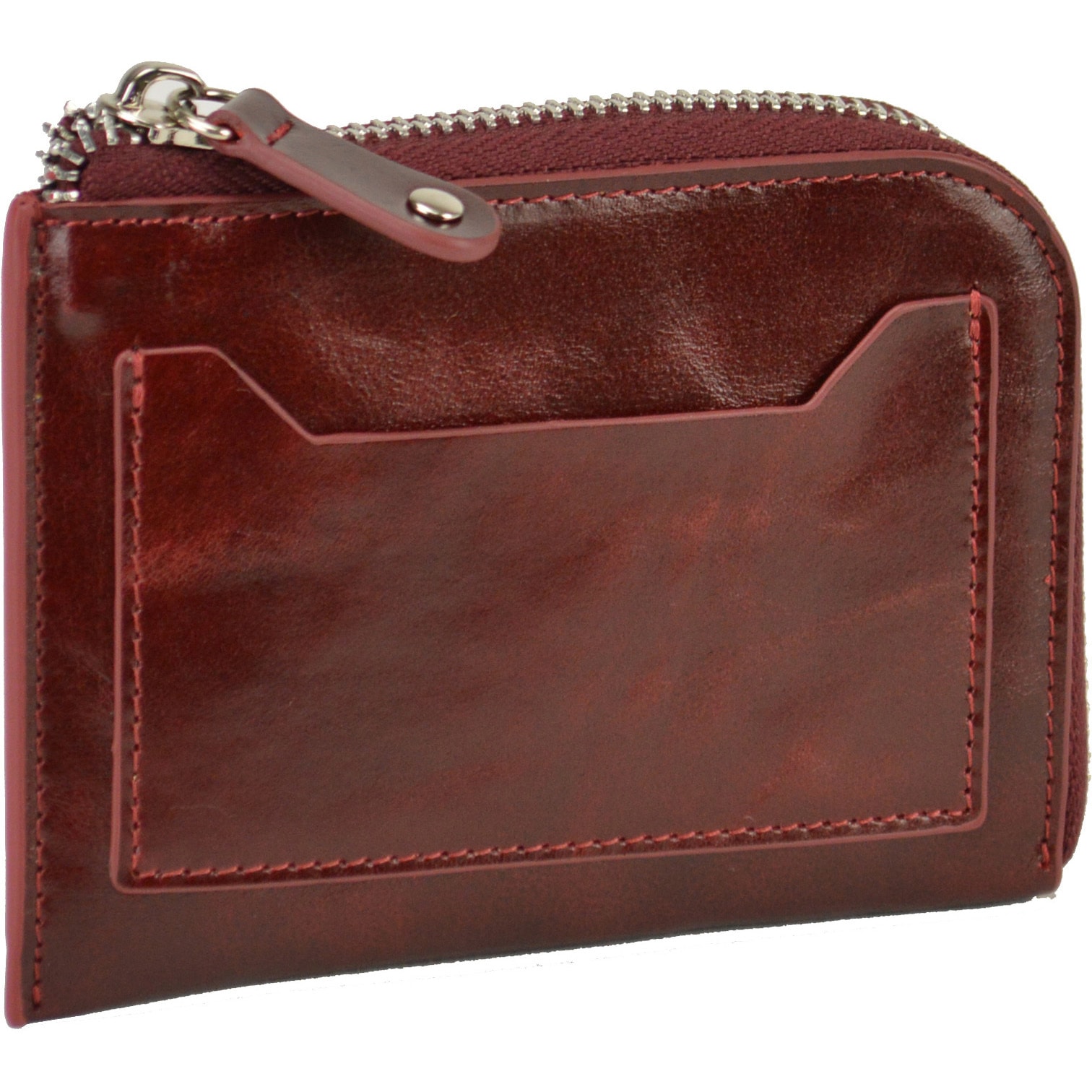 28009-09 牛革製L字ファスナーミニ財布 平野鞄 アカ色   28009-09