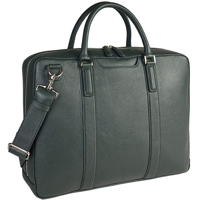 26713-02 LWG認定レザービジネスバッグ 平野鞄 グリーン色   26713-02