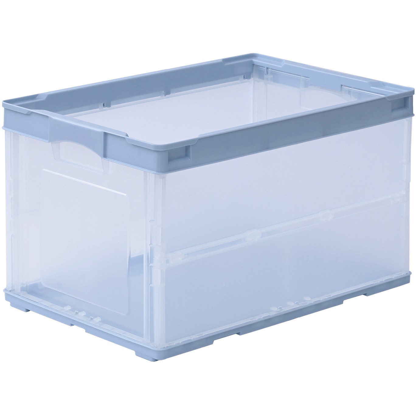 リス　折りたたみコンテナ4点セット　フロントオープン　ライトブルー　収納ボックス リス 折りたたみコンテナ4点セット フロントオープン ライト