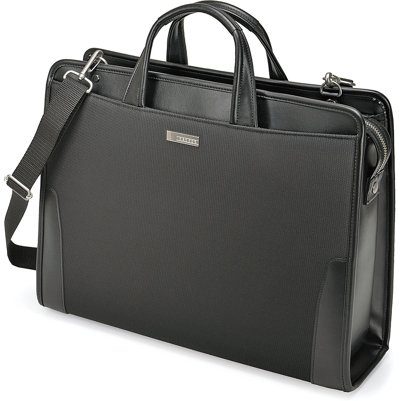 24-0353-10 BAGGEX鋼 ブリーフケース 天ファスナー型 ウノフク ブラック色