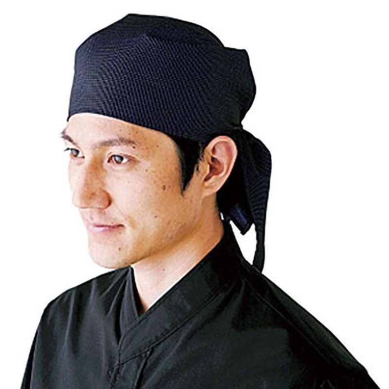 SK911 和風三角巾帽子 サカノ繊維 黒×青紫色 フリーサイズ 1個 SK911