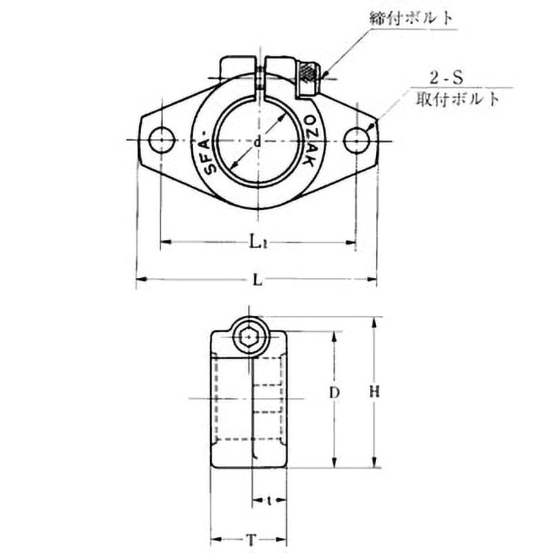 SFA30 ＜SFA＞ フランジ付 アルミシャフトブロック 1個 オザック精工