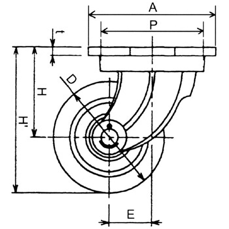 ヨドノ 鋳物重荷重用ウレタン車輪自在車付き UHBーg130X50 UHBG130X50 UHB-g130X50 重荷重用ウレタン車輪付自在車(UHB-g型) ヨドノ 許容荷重