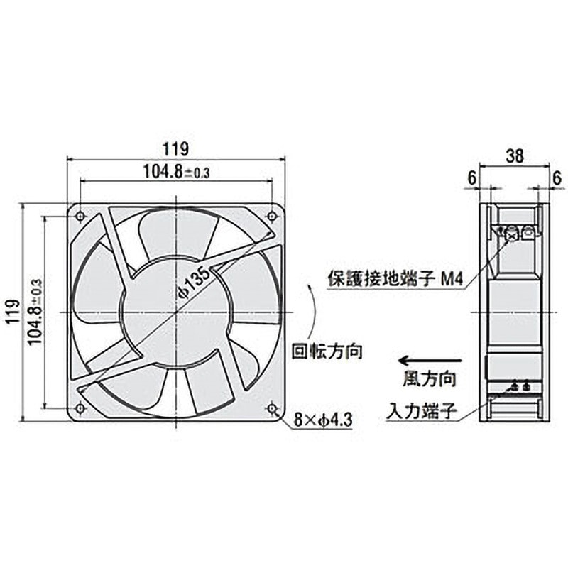 MU1238A-11B ACプロペラファン MUシリーズ 標準タイプ オリエンタル