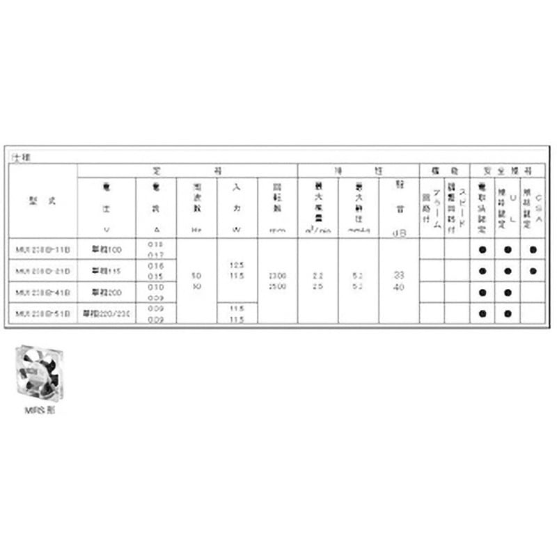 MU1238B-11B ACプロペラファン MUシリーズ 標準タイプ オリエンタル
