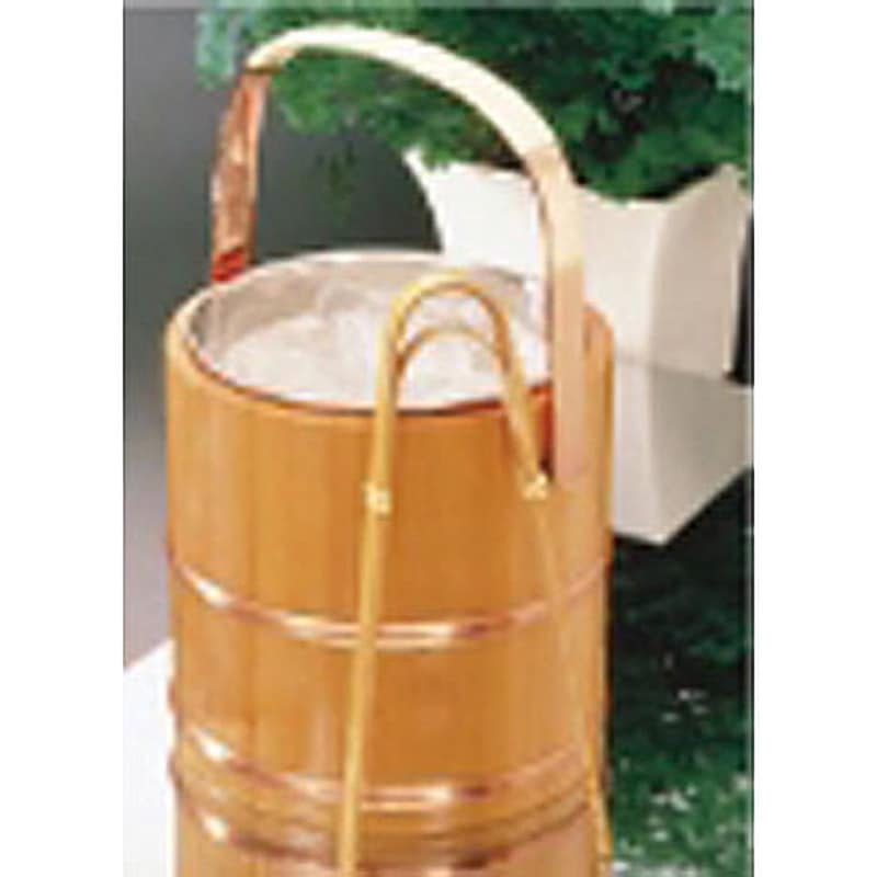 12302 椹(さわら) アイスペール 用美(ヤマコー) 容量1.3L ステンレス仲子・トング付