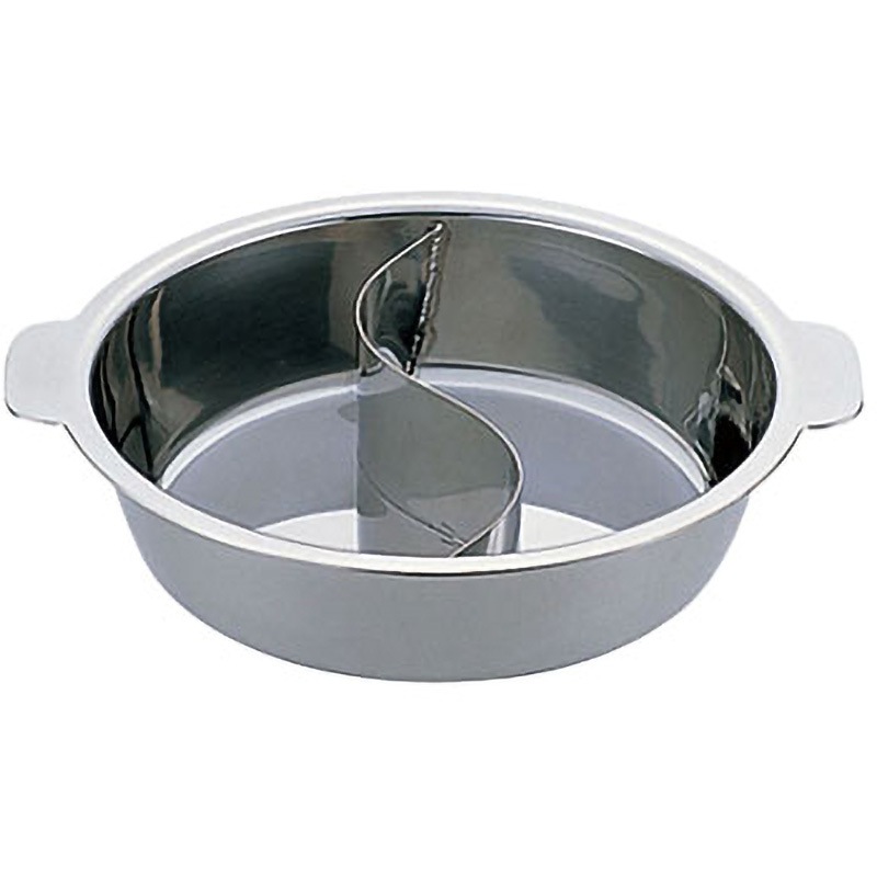 UKチリ鍋 (2仕切・蓋なし) (18-0・電磁対応) UK(三宝) 容量3.3L サイズ29cm