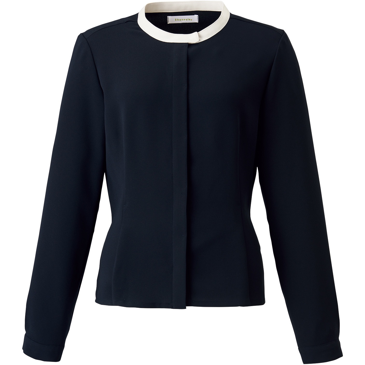 WN60B-1 バイカラージョーゼットブラウスWN60B 神馬本店 女性用 ネイビー色