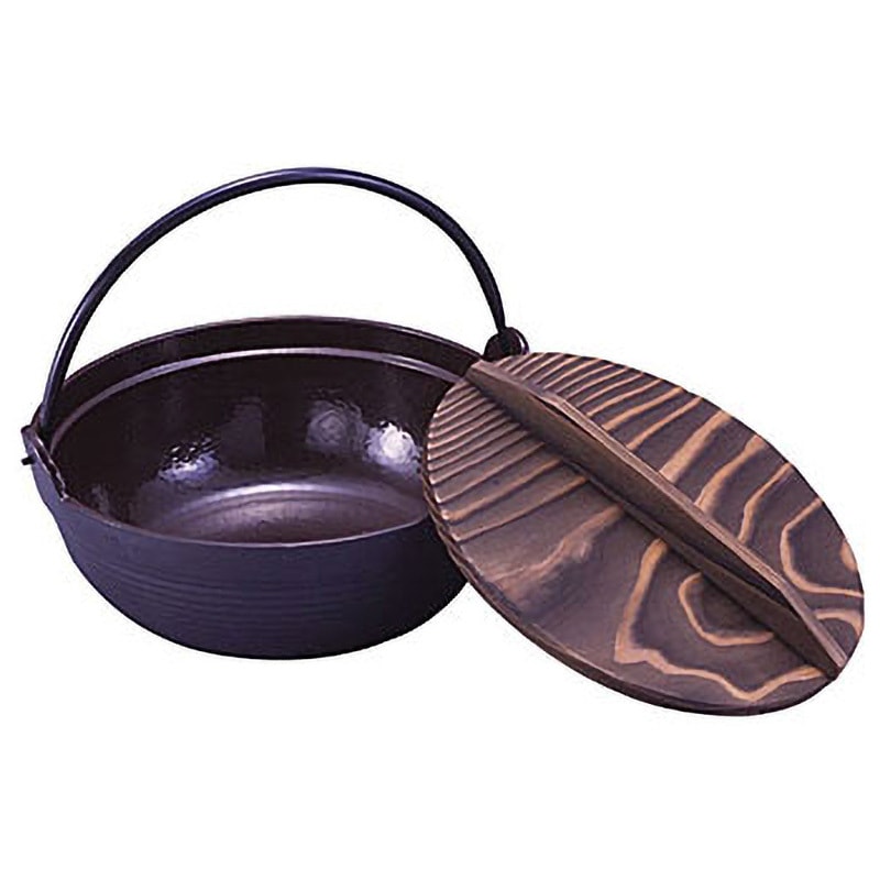 未使用　南部鉄器　茶ホーロー仕上　18㎝　 囲炉裏　木蓋付き　深型鍋 3セット 未使用南部鉄器茶ホーロー仕上18㎝ 囲炉裏木蓋付き深型鍋 3セット