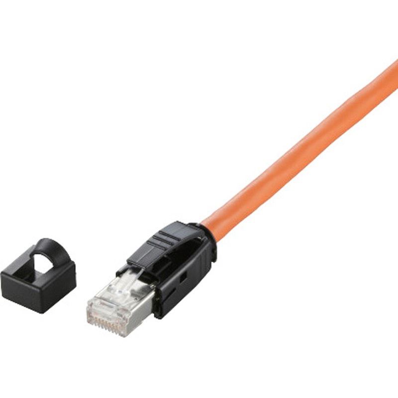 LD-21353B-500 産業用LANケーブル 固定用 耐油 アルミテープシールド+編組シールド AWG24×4P 橙 オレンジ エレコム 両端コネクター付 単線 爪折れ防止対応 50m  1個 LD-21353B-500 37,687円