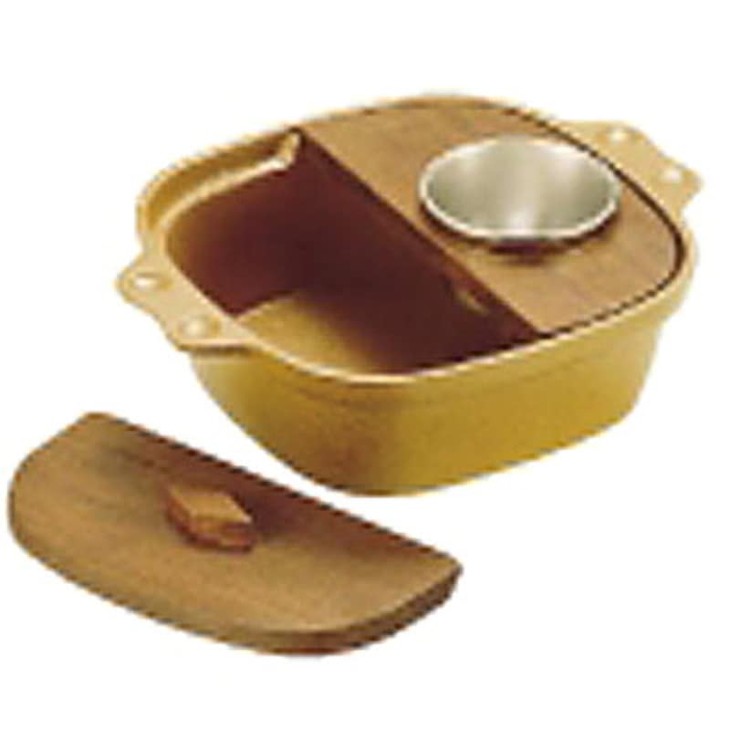 SAアルミゆどうふ鍋 (茶・2枚フタ・仲子付) TKG サイズ15cm