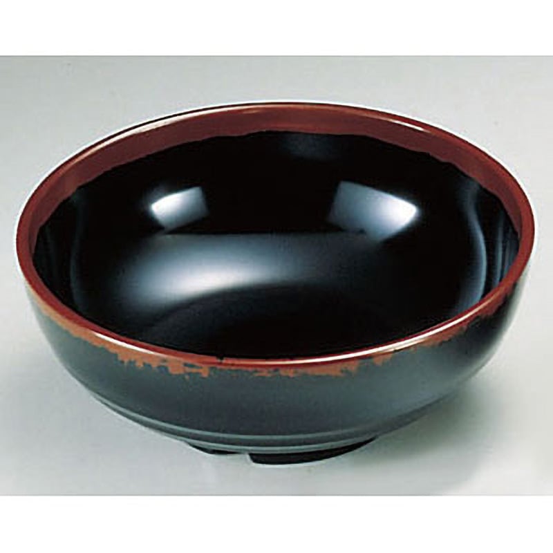 AN69B メラミン「長次郎窯」 丼 千羽鶴印(エンテック) 和食器 内黒色