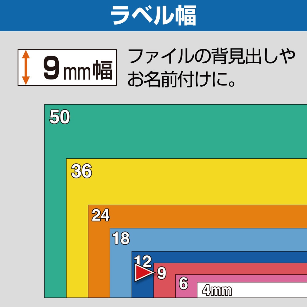 テプラproテープカートリッジ 黄ラベル 黒文字 9mm 人気 テプラ