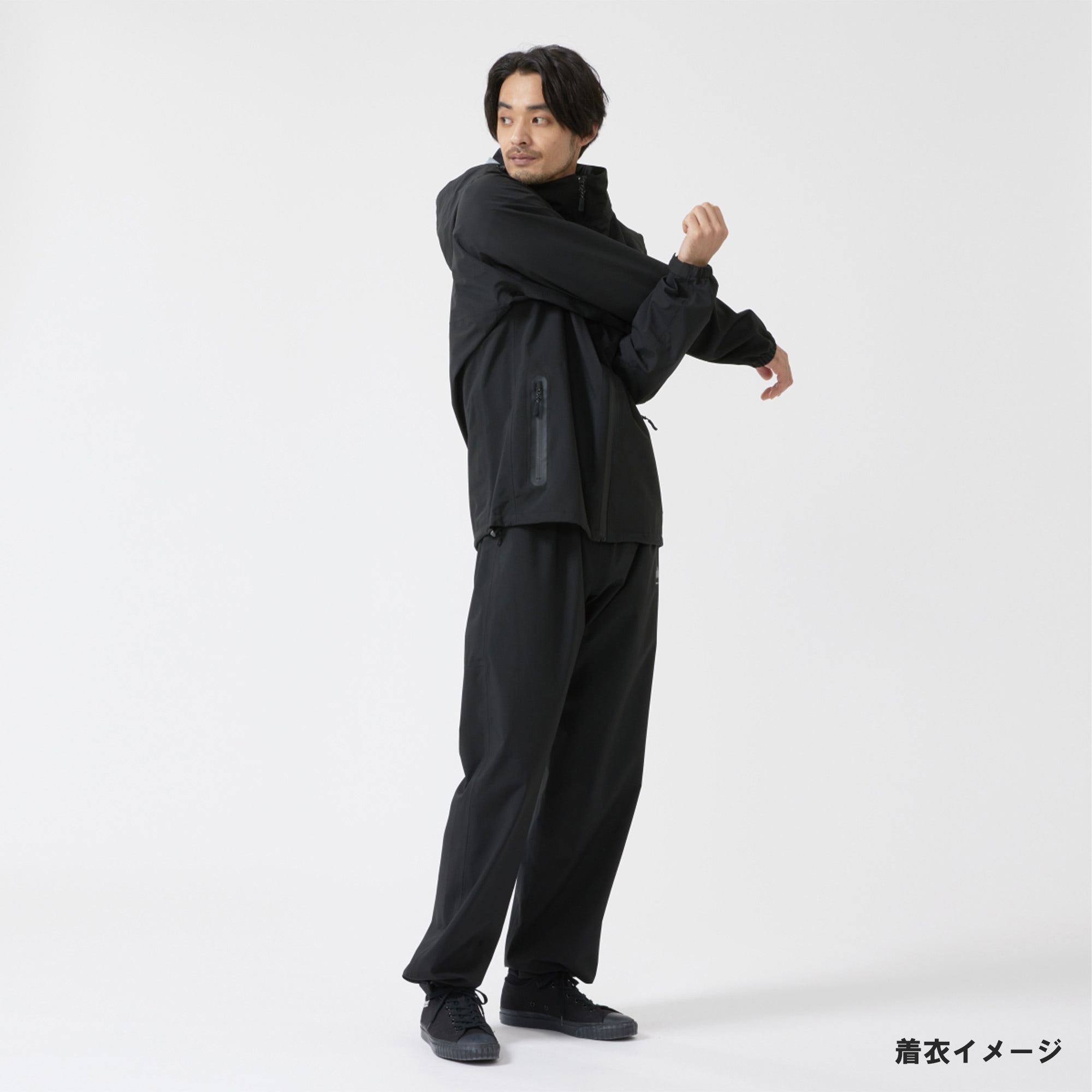 35010713 LOGOS by LIPNER 3レイヤーレインスーツ ロゴス ブラック色