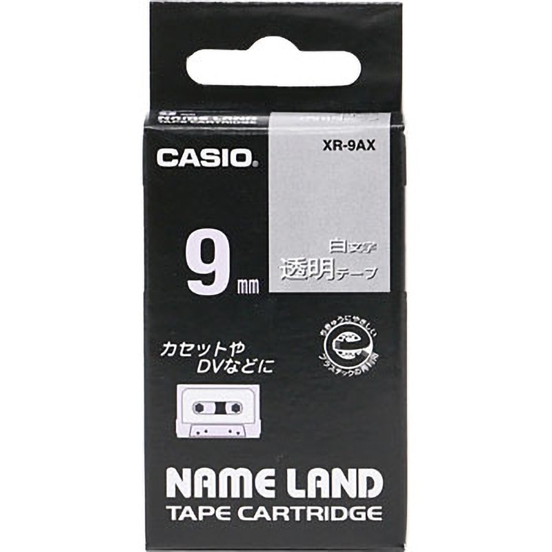 5個セット〕 カシオ計算機 ネームランドテープ 18mm 白文字 透明 XR
