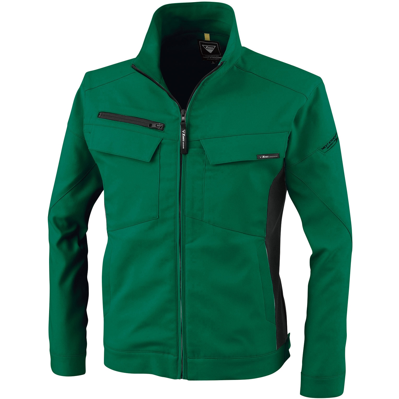 1500 1500 ウラメンストレッチ ブルゾン ジーベック 帯電防止 グリーン色 混率(%):ポリエステル90/綿10 SS着丈58cm