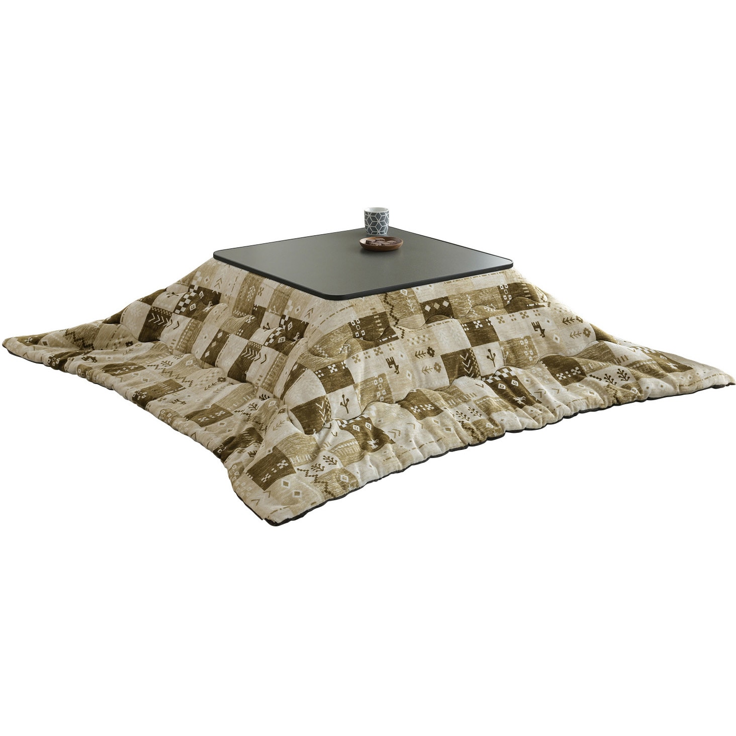 SEU-752(B)+KKF-1818BE こたつテーブル 布団セット 正方形 YAMAZEN