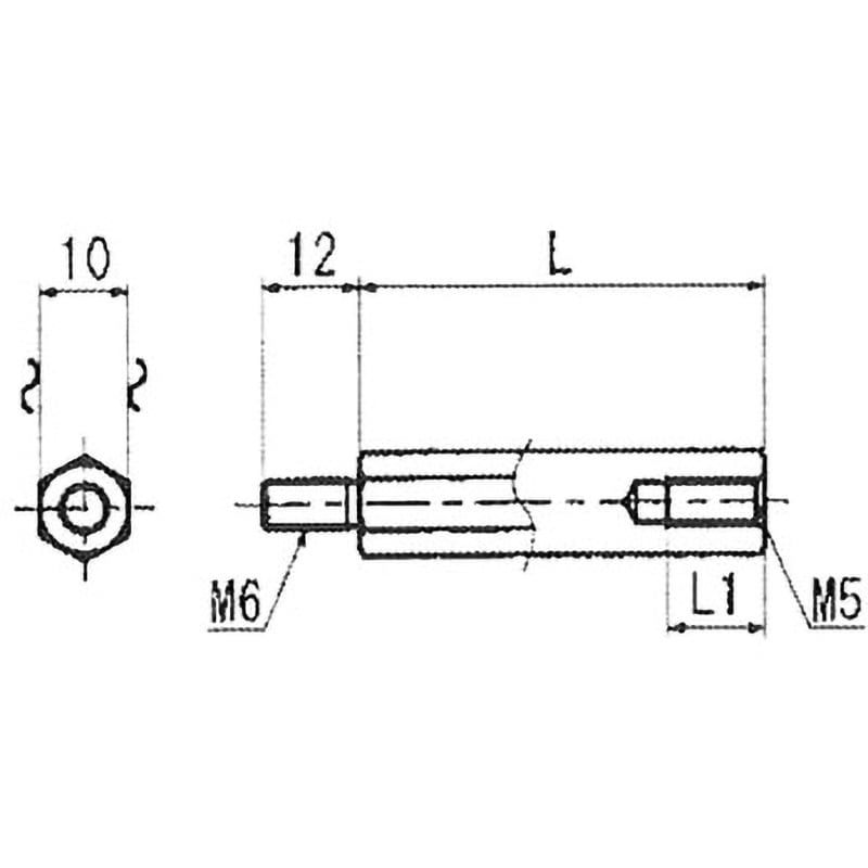 MDB6-15 六角オネジメネジ異径タイプ黄銅六角スペーサー異径