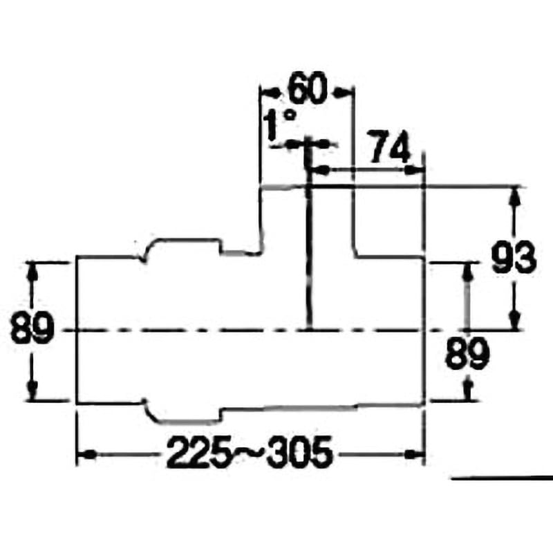 438-25-75X50P 排水用やり取りチーズ(VU用) カクダイ 全長225～305mm 