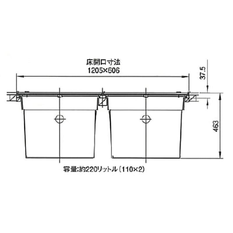 床下収納庫 一般・1200型・深型 通気孔付 開口寸法1205×606mm