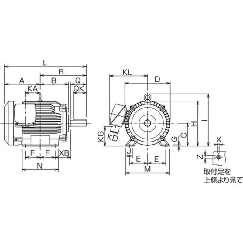 高性能省エネモータ スーパーラインプレミアムシリーズ SF-PR形 屋内 脚取付 全閉外扇形 200/200/220/230V 極数6 出力11kW