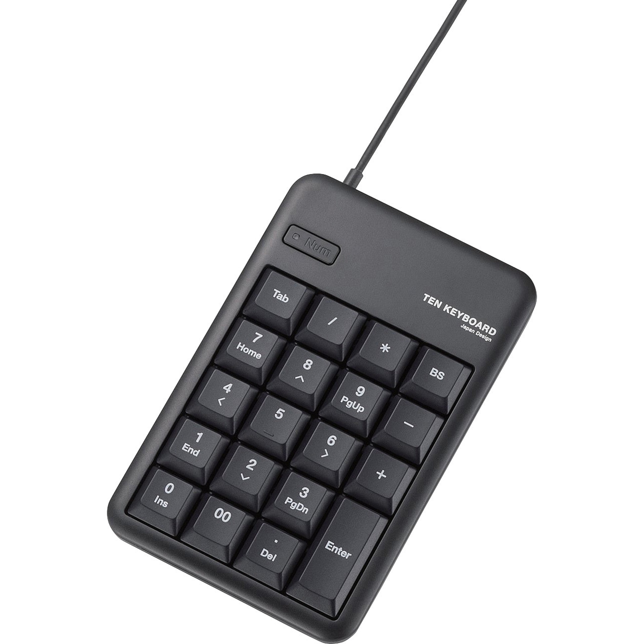 TK-TCM012BK テンキー 有線 メンブレン 高耐久 USBハブ付 [Tab]キー