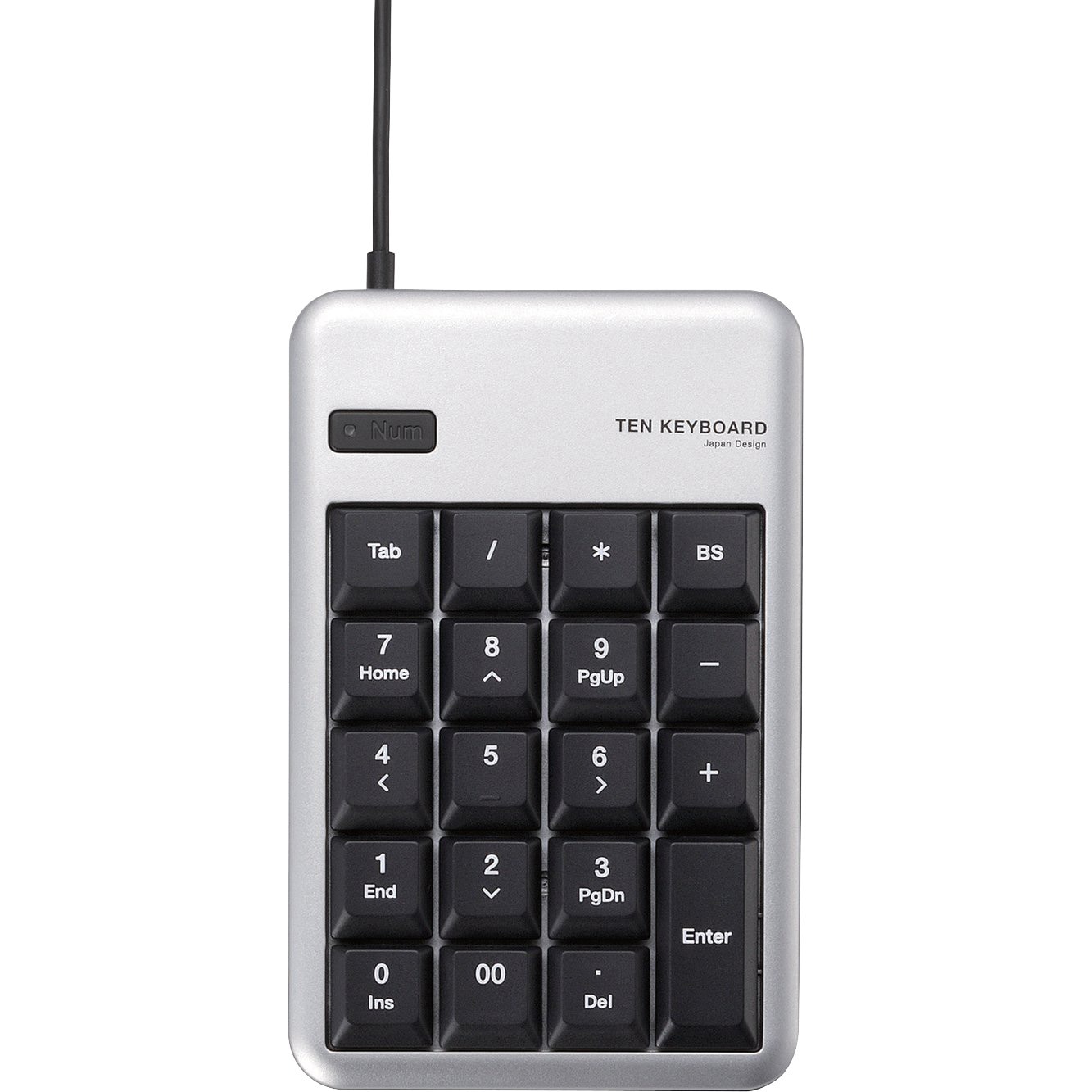 TK-TCM012SV テンキー 有線 メンブレン 高耐久 USBハブ付 [Tab]キー