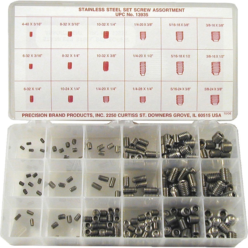 PBLSS13935 ステンレス 六角穴付止めねじセット(インチ寸法、220ケ入り) プレシジョンブランド 1セット(220個) PBLSS13935