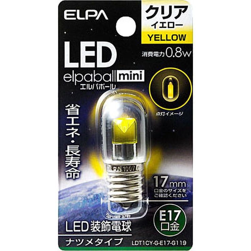 LDT1CY-G-E17-G119 LED電球 ナツメ球タイプ 1個 ELPA 【通販モノタロウ】