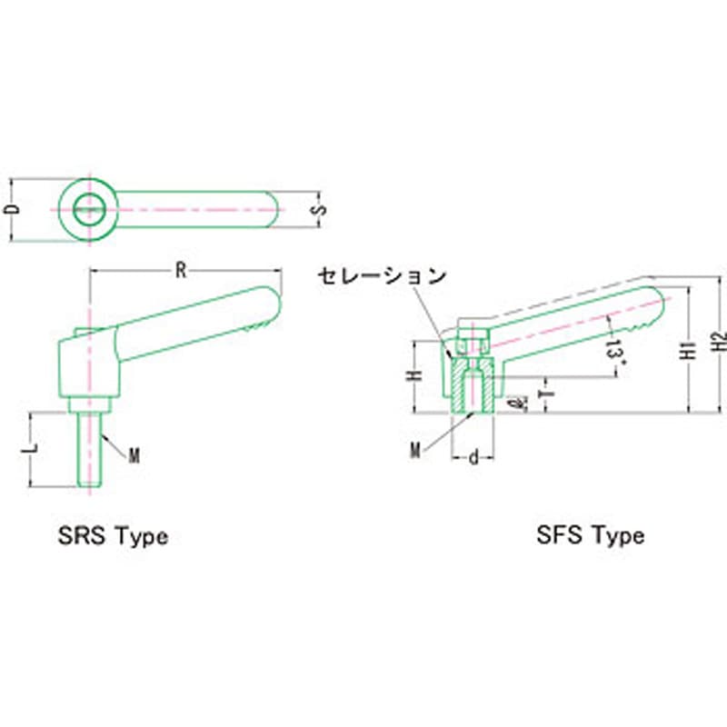 MIYOSHI 小西製作所 KRS-10x80-R ステンレスクランプレバー SRS