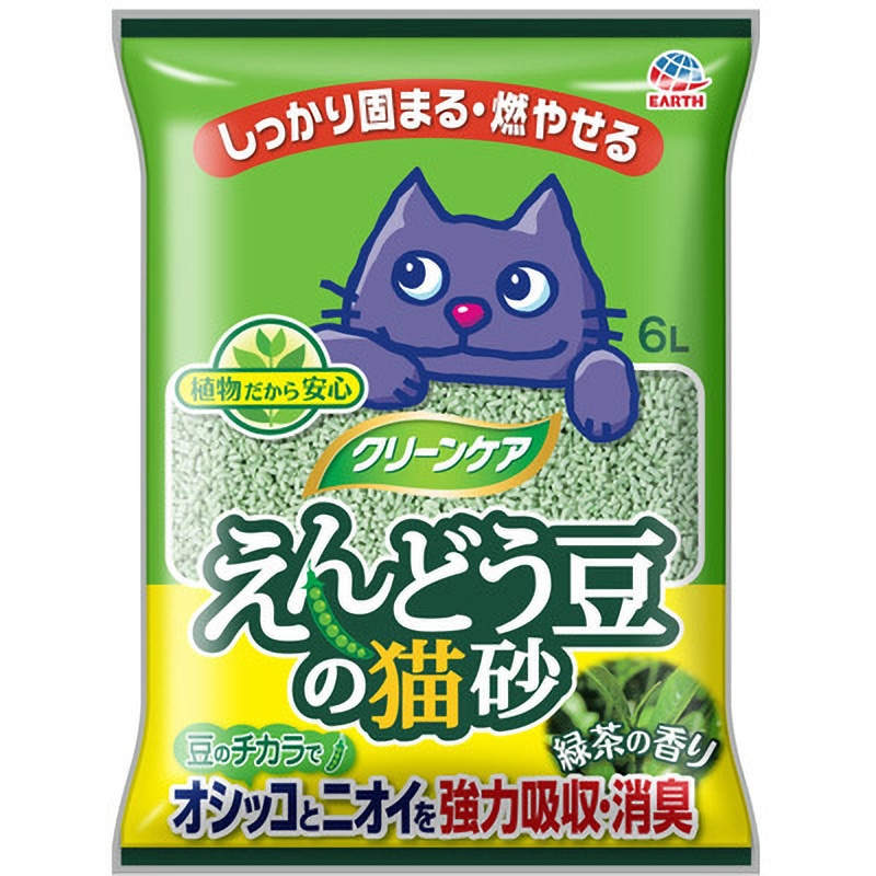 ねここねこ　グリーンダイアモンド クリーンケア えんどう豆の猫砂 6L 1袋(6L) アース・ペット 【通販