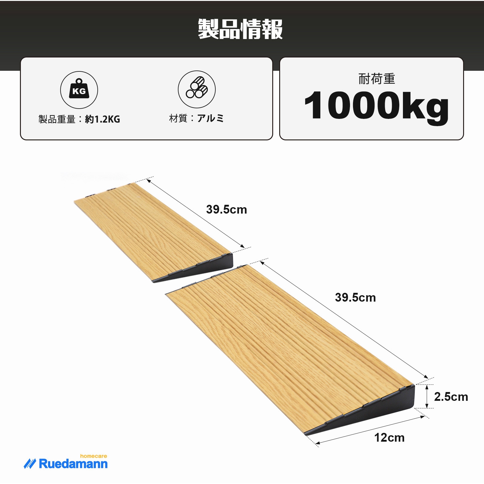 TR602QW-25N 段差解消スロープ2段調整 Ruedamann 幅800mm