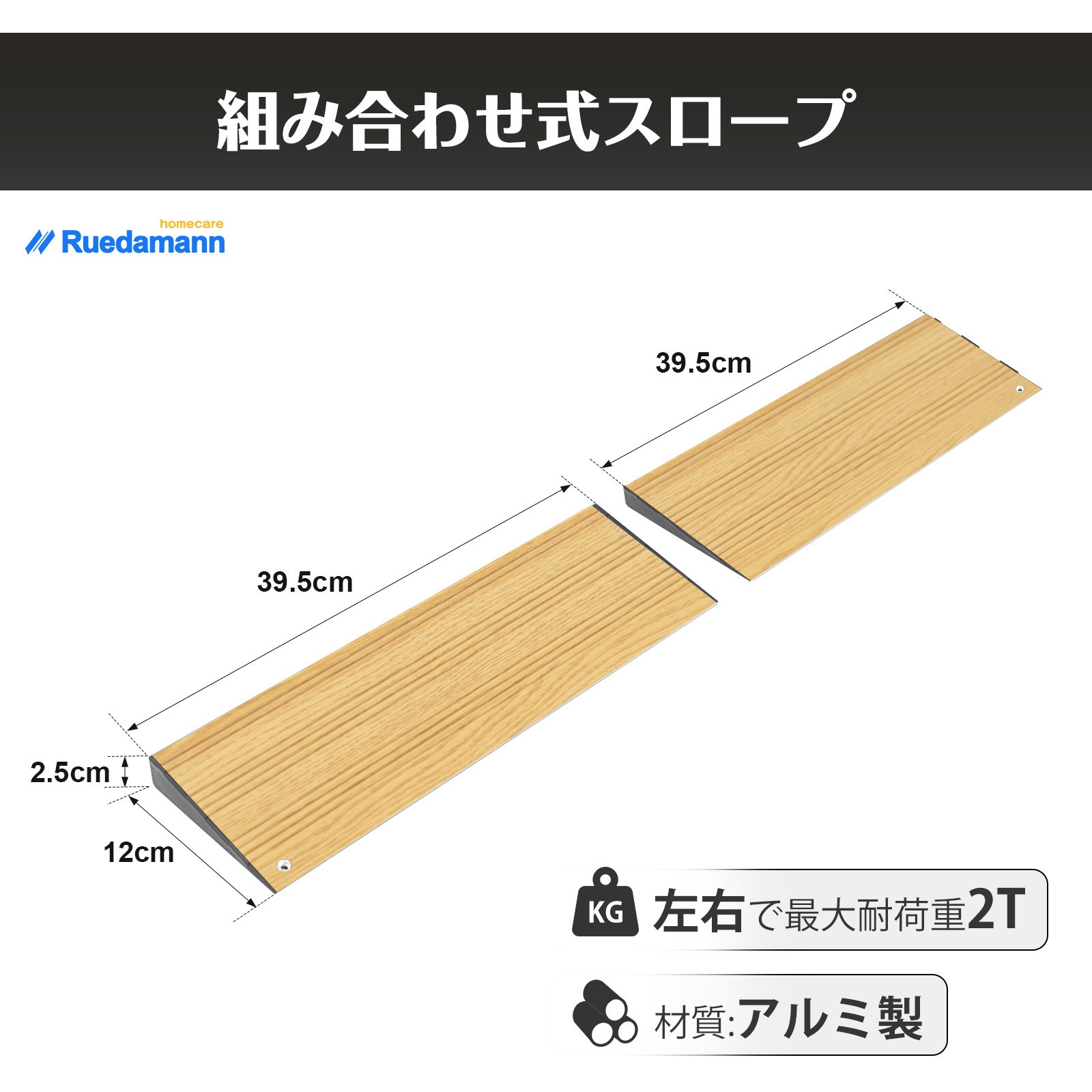 TR602QW-25N 段差解消スロープ2段調整 1セット Ruedamann 【通販
