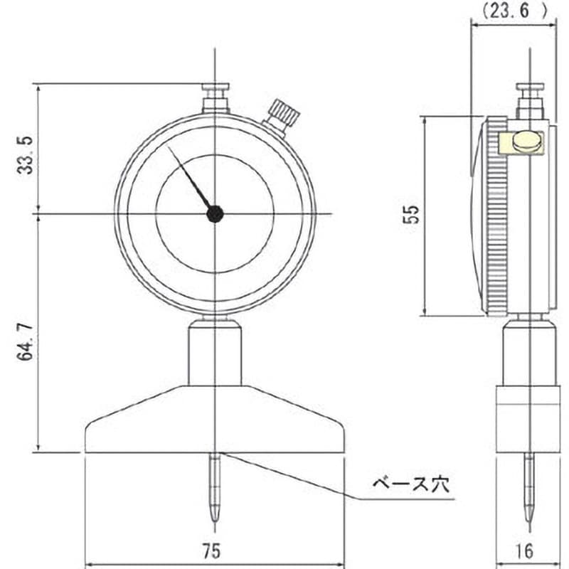 DM-223 ダイヤル デプスゲージ テクロック 測定範囲0～20mmベース寸法75×16mm - 【通販モノタロウ】